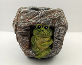 Adorable Frog in a Rock Planter Pot Heavy Faux Stone Rock 3.5x3.4x4 - £10.83 GBP