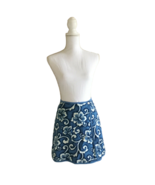 Vintage Women&#39;s Wrap Skirt Floral White &amp; Blue Size 5 Juniors - Made in ... - $34.33