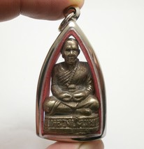 Lp Mond Metall Amulett Grosser Anhänger Thai Srisaket Miracle Bless Lucky... - £32.82 GBP