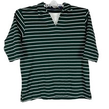 Karen Scott Womens Striped V-Neck Short Sleeved Blouse Size L Green - £11.90 GBP