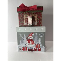 2 Small Decorative Square Gift Box, 1 Snowman, 1 Santa - $6.50