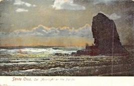 Santa Cruz California~Moonlight On The PACIFIC~1908 Postmark Postcard - £6.82 GBP