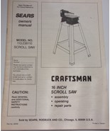 Vintage Sears Craftsman 16 Inch Scroll Saw Owners Manual Model 113.23610... - $8.99