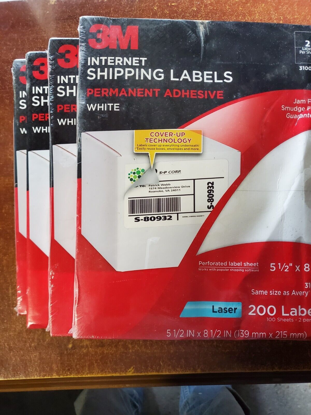4 Packs 3M Internet Shipping Labels 3100-Z Perforated 5 1/2 X 8 1/2 Avery 5126 - $30.84