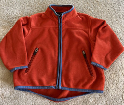 Lands End Boys Orange Blue Fleece Jacket Coat Zipper Pockets 2T - £11.57 GBP