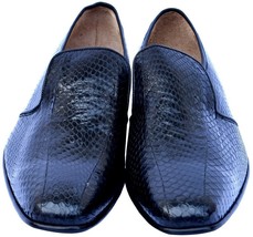 Black Python In Moccasin Style Smooth Walking Genuine Snake Leather Dress Shoes - £925.55 GBP