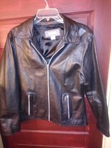 Women&#39;s Wilson Leather Zip up Jacket with Biker Patch added on back - £23.35 GBP