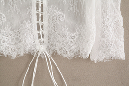 White Corset Lace Top Bridal Custom Plus Size Off Shoulder Crop Lace Shirt image 5