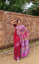 Pure tussar silk Handwoven Dolabedi pallu Hand temple border Tussar Silk... - $1,040.28 CAD
