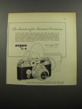 1955 Argus C-4 Camera Ad - The ultimate in fine American 35mm cameras - £14.74 GBP