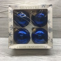 4 Blue Glass Sivestri Christmas Tree Ornaments  - £6.25 GBP