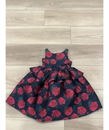 JANIE &amp; JACK Navy Rose Peplum Party Lined Dress Bow Size 5 - $59.39