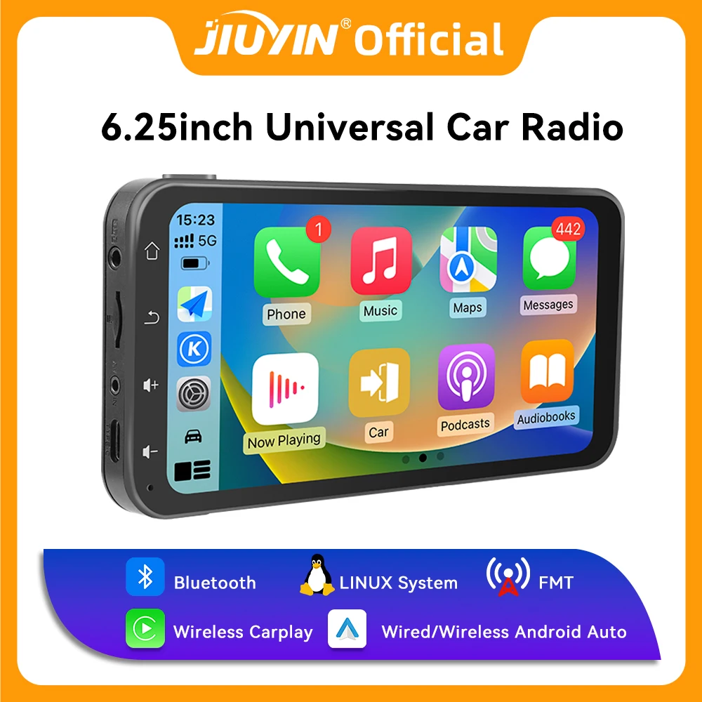JIUYIN 6.25 Inch Universal Car Radio Multimedia Navigation Wireless Carplay - £77.33 GBP+