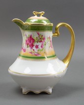 Coronet Limoges France Hand Painted Floral &amp; Gold Chocolate Coffee Tea Pot - £162.37 GBP