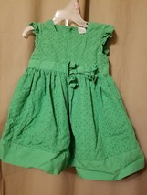 CARTER&#39;S - Sleeveless Green Eyelet Dress W/ Diaper Cover Size 9M    IR12 - $11.65