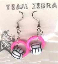 Funky Volleyball Bead EARRINGS-Referee Team Sports Coach Charm Jewelry-HOT Pink - £4.69 GBP