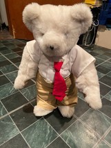 Vermont Teddy Bear Company 16&quot; White Bear In Clothes *Pre-Owned/No Tags* ddd1 - £11.25 GBP