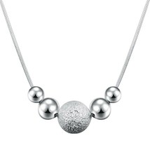 Women Beads Necklace Charm Choker Jewelry Silver Plated Chain Ladies Tre... - €2,55 EUR