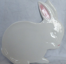 Yankee Candle Jar Tray Holder White &amp; Pink Ceramic Spring EASTER BUNNY - £18.43 GBP