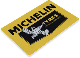 Michelin Service Tire Auto Garage Shop Retro Logo Wall Art Decor Metal Tin Sign - £9.55 GBP