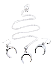 Crescent Moon Pendant Earring Necklace Set 925 Sterling Silver Jewellery &amp; Box - £30.61 GBP