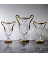 Baccarat Empire Cut Crystal Glass Vases w Gilt Bronze Griffon Heads 19th century - £4,444.45 GBP