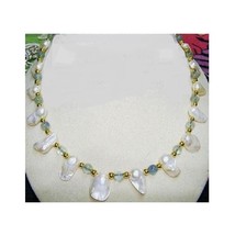 Shimmering White Freshwater Pearl in the Wonky Shell Necklace - £27.40 GBP