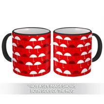 Umbrellas : Gift Mug Seamless Pattern Rain Red White Scrapbook Wall Decor Autumn - £12.51 GBP