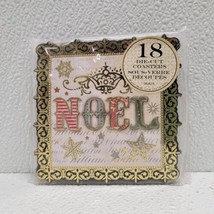 Punch Studio Die Cut Paper Coasters Gold Noel Christmas Design - Set Of 18 New - £13.92 GBP