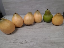 Lot of 6 Pears Fake Fruit Faux Green Artificial Realistic Prop Home Décor - £4.85 GBP