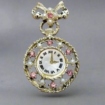 Gold Tone Faux Clock Brooch - $109.46 MXN
