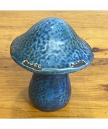 Ceramic Retro Mushroom Figurine Blue Distressed Look Glazed Decor 4.75” - £14.98 GBP