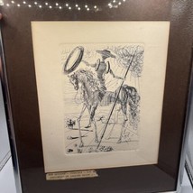 Authentic Vintage 1966 Salvador Dali Etching Don Quixote Signed in Plate w/ COA - £241.40 GBP
