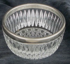 Nice Pressed Glass Bowl, Silver Tone Trim, Very Good Condition - £13.17 GBP