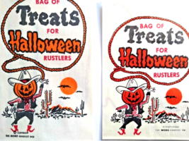 Halloween Candy Bag Lot Of 2 Western Cowboy Moon Bats Goblins Cactus 2 Different - £14.57 GBP