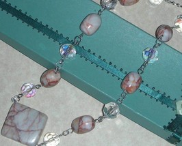 Flame Jasper and Crystal AB Necklace - $26.99