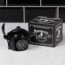 Alchemy Gothic MRB6 Witches Secret Recipe Bowl Lid &amp; Spoon China Oven Microwave - £27.26 GBP