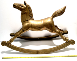 Vintage Brass Rocking Horse On Rails Large 27.5&quot; x 20&quot; x 11&quot;  Patina 19 Pounds - £241.32 GBP