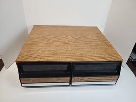 Wood Grain 24 VHS/24 Beta/38 Cassette Tapes Storage Case 2 Pull out Drawers VTG. - £23.14 GBP