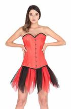 Red Corset Satin Double Bone Gothic Halloween Costume for Girls Bustier ... - $47.99