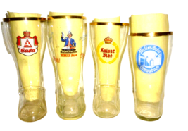 4 BOOT-shaped Riegele Kronen Gilde Auer Kaiser Kulmbach Pott German Beer Glasses - £15.85 GBP