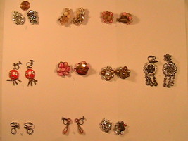 [h3a] Lot Of 10 Vintage Costume Earrings - Clip, Twist On - £25.49 GBP