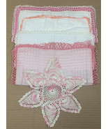 Lot of 14 Vintage crochet trim white handkerchiefs Napkins Doily  *3 C12 - £24.70 GBP