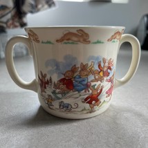 Vintage Royal Doulton Bunnykins Sledding Two Handled Don Mug Albion Shape - $22.99