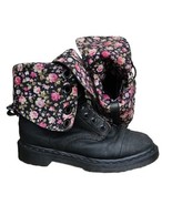 Dr Martens Triumph Boots Black Leather Fold Down Floral Lined Womens US ... - £117.34 GBP