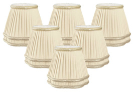 Beige Pleated with Decorative Bottom Trim Empire Chandelier Lamp Shade - £63.03 GBP