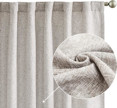 Jinchan Faux Linen Curtains Thick Burlap Beige Curtains 84 Inches Long Farmhouse - $51.92