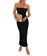 Women&#39;s Summer Bodycon Maxi Tube Black Dress Long Casual Party Dresses - $26.98
