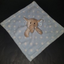 Gray Elephant Lovey Blue White Polka Dots Security Blanket Baby Plush Toy 119741 - £23.70 GBP