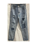 Prettylittlething Womens Slim Mom Skinny Jeans Blue Distressed Medium Wa... - $282.07 MXN